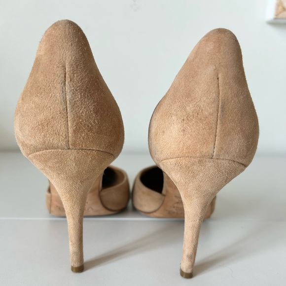Vince Celeste Suede D’Orsay Pointed Toe Cream Neutral Beige 3.5” Pump Size 8.5 8 - Picture 7 of 8
